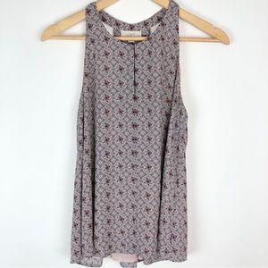 LOFT Sleeveless Blouse Pink White Floral